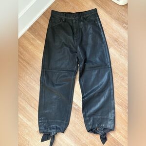 7 For All Mankind Black Leather Detail